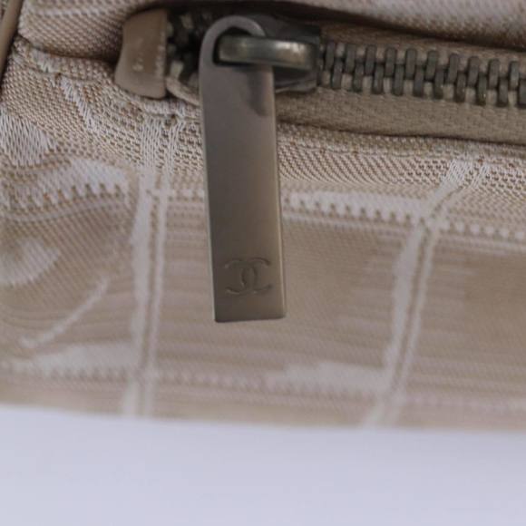 CHANEL New Travel Line Vanity Pouch Nylon Beige CC Auth ac3094 - Picture 10 of 16